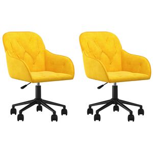 vidaXL Esszimmerst&uuml;hle 2 Stk. Drehbar Gelb Samt