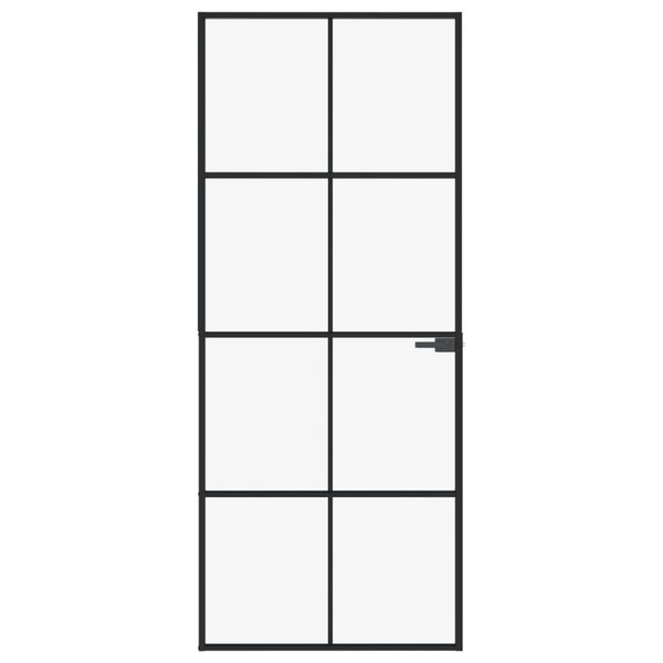 vidaXL Innent&uuml;r Schwarz 83x201,5 cm Hartglas & Aluminium Schlank