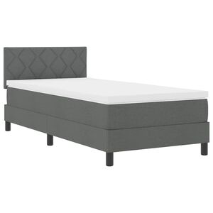 vidaXL Boxspringbett mit Matratze mit LED Dunkelgrau 90 x 190 cm Stoff