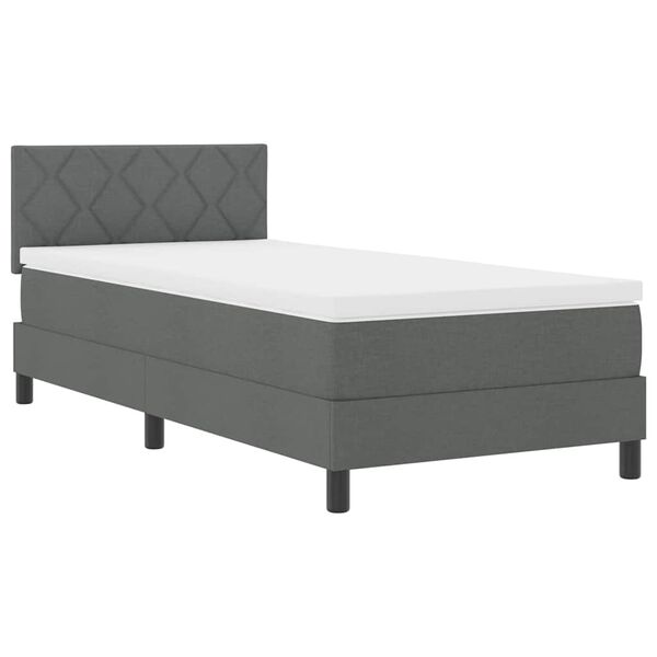 vidaXL Boxspringbett mit Matratze mit LED Dunkelgrau 90 x 190 cm Stoff