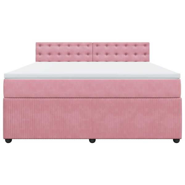 vidaXL Boxspringbett mit Matratze Rosa 180x200 cm Samt