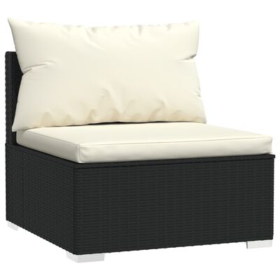 vidaXL 10-tlg. Garten-Lounge-Set mit Kissen Schwarz Poly Rattan