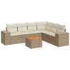 vidaXL 7-tlg. Garten-Sofagarnitur mit Kissen Beige Poly Rattan
