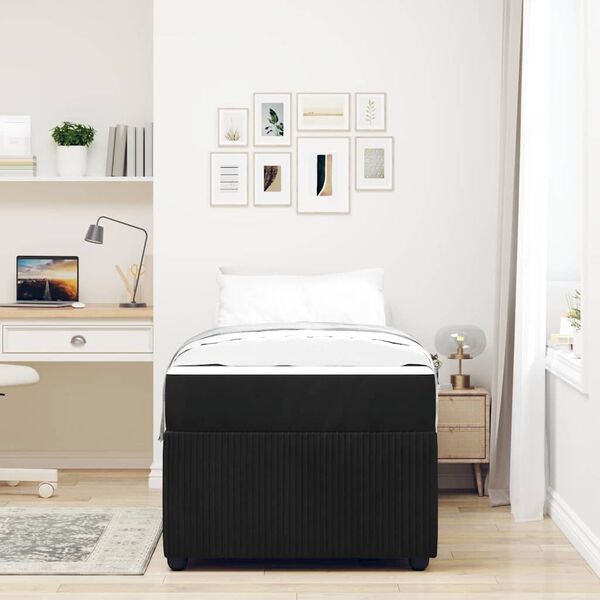 vidaXL Bettrahmen mit Matratze Schwarz 90 x 200 cm Stoff