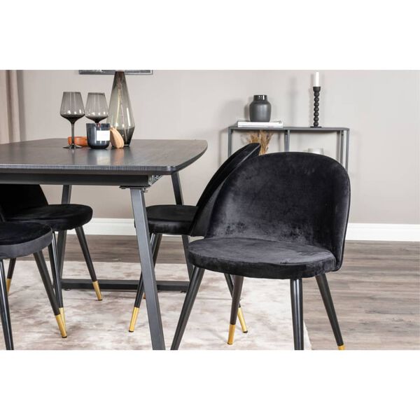 Venture Home Esszimmerst&uuml;hle 2 Stk. Velvet Samt Schwarz und Messing