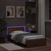 vidaXL Bettgestell mit Kopfteil und LED-Leuchten Braun Eiche 100x200cm