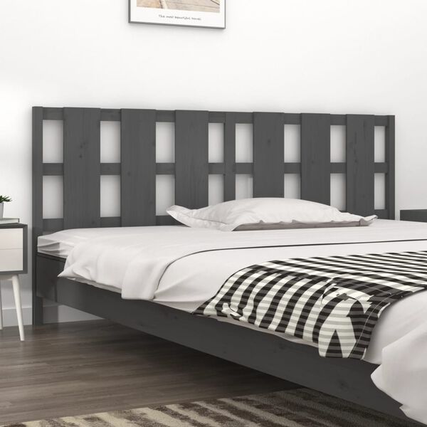 vidaXL Bett-Kopfteil Grau 205,5x4x100 cm Massivholz Kiefer