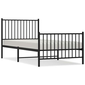 vidaXL Bettgestell mit Kopf- und Fu&szlig;teil Metall Schwarz 90x190 cm