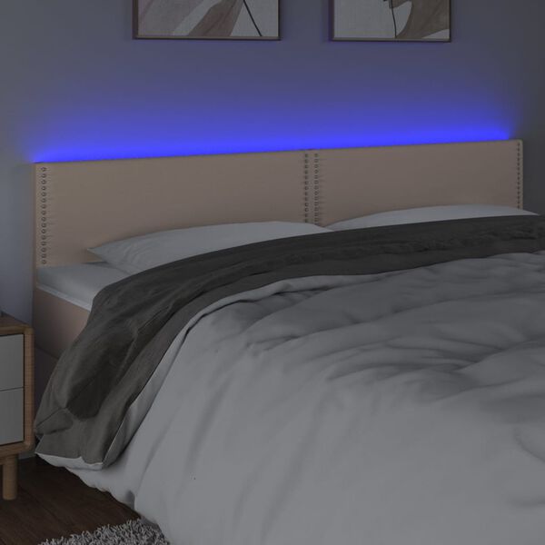 vidaXL LED Kopfteil Cappuccino-Braun 180x5x78/88 cm Kunstleder