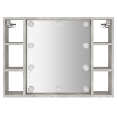 vidaXL Spiegelschrank mit LED Betongrau 76x15x55 cm