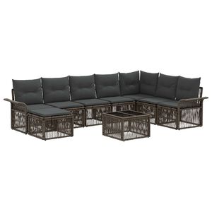 vidaXL Gartensofa-set 9 Stk. Grau Poly-Rattan
