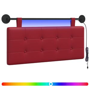 vidaXL H&auml;ngendes Kopfteil Mit LED Licht Weinrot Kunstleder
