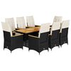 vidaXL 9-tlg. Garten-Bistro-Set mit Kissen Schwarz Poly Rattan
