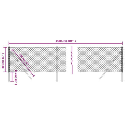 vidaXL Maschendrahtzaun Grün 0,8x25 m