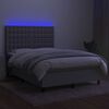 vidaXL Boxspringbett mit Matratze & LED Hellgrau 140x200 cm Stoff