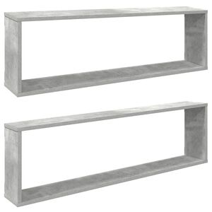vidaXL W&uuml;rfelregale 2 Stk. Betongrau 100x15x30 cm Holzwerkstoff