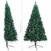 vidaXL K&uuml;nstlicher Halb-Weihnachtsbaum Beleuchtung Kugeln Gr&uuml;n 180 cm