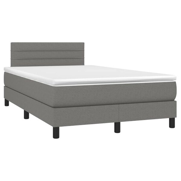 vidaXL Boxspringbett mit Matratze Dunkelgrau 120x190 cm Stoff