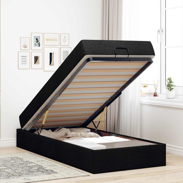 vidaXL Bettgestell mit Matratze mit Matratze 2 pcs Schwarz Stoff