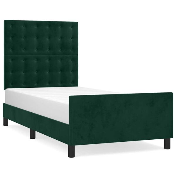 vidaXL Bettgestell ohne Matratze Dunkelgr&uuml;n 90x190 cm Samt
