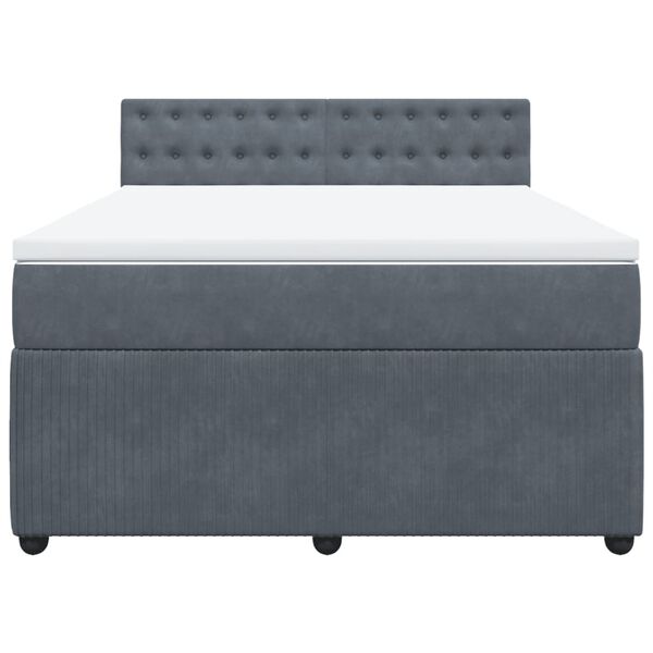 vidaXL Boxspringbett mit Matratze Dunkelgrau 160x200 cm Samt