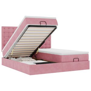 vidaXL Ottoman-Bett mit Matratzen & LEDs Rosa 160x200 cm Samt