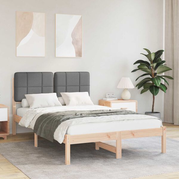 vidaXL Bettgestell mit gepolstertem Kopfteil Dunkelgrau 120 x 200 cm