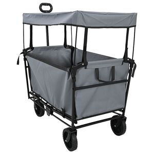 vidaXL Faltbarer Einkaufswagen mit Bremsen Grau 105 x 56,5 x 116 cm
