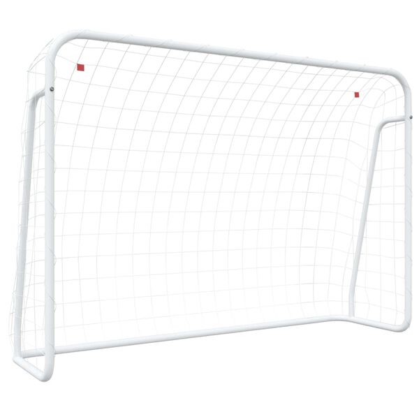 vidaXL Fußballtor mit Netz Weiß 214x75x152 cm Stahl & Polyester