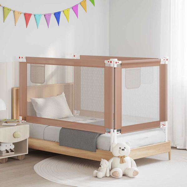 vidaXL Kleinkind-Bettschutzgitter Taupe 140x25 cm Stoff