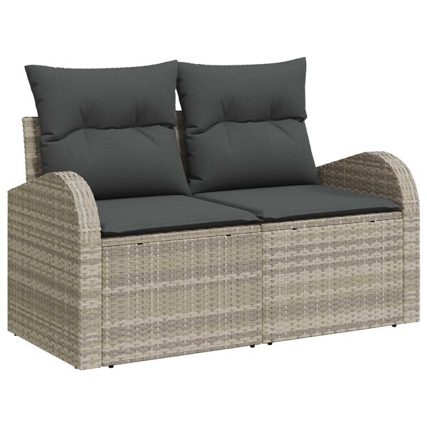 vidaXL Gartensofa-set mit Kissen 4 pcs Hellgrau Poly-Rattan