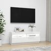 vidaXL TV-Schrank mit LED-Leuchten Hochglanz-Wei&szlig; 100x35x40 cm