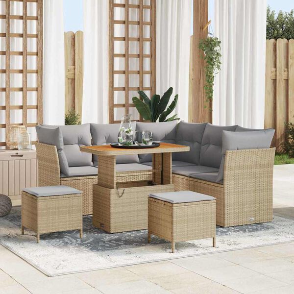 vidaXL Gartensofa-set 8 pcs Beige Poly-Rattan