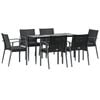 vidaXL 7-tlg. Garten-Essgruppe mit Kissen Poly Rattan und Stahl