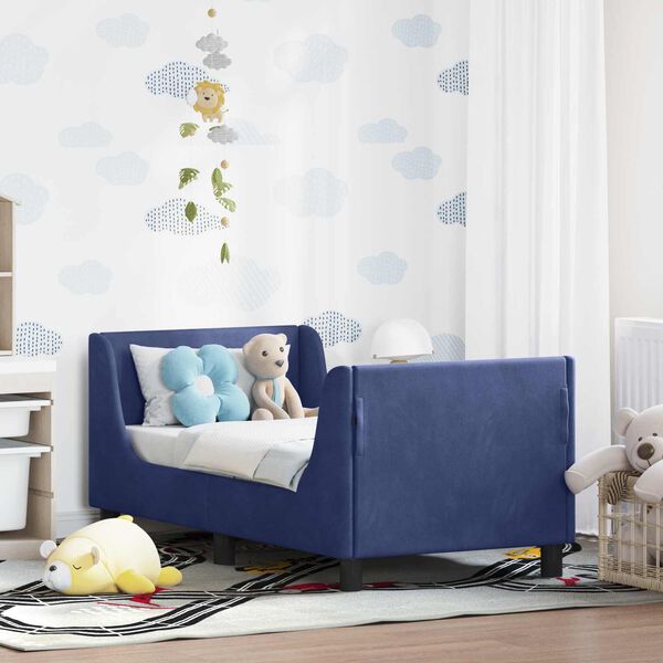 vidaXL Kinderbettgestell mit Kopfteil Polizeiblau 70 x 140 cm Samt
