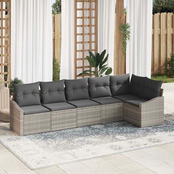 vidaXL Gartensofa-set mit Kissen 6 pcs Hellgrau Poly-Rattan
