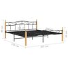 vidaXL Bettgestell Schwarz Metall und Massivholz Eiche 200x200 cm