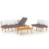 vidaXL 3-tlg. Garten-Lounge-Set mit Kissen Massivholz Akazie