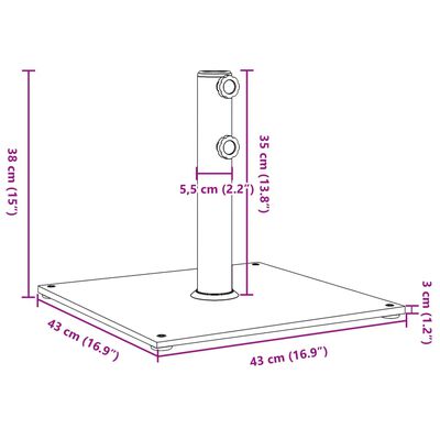 vidaXL Sonnenschirmständer Ø32/38/48 mm Mast 17 kg Quadratisch