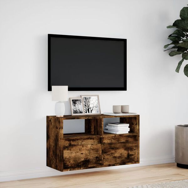 vidaXL TV-Wandschrank mit LED-Beleuchtung R&auml;uchereiche 80x31x45 cm