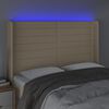 vidaXL LED Kopfteil Creme 147x16x118/128 cm Stoff
