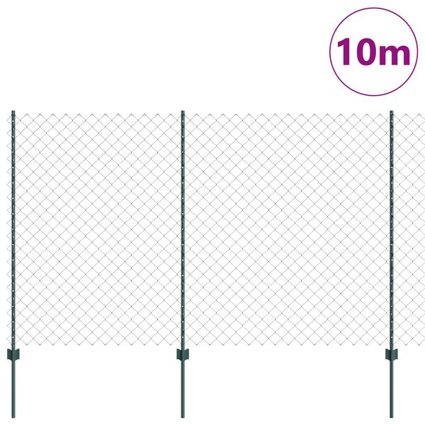 vidaXL Zaun mit Pfosten Gr&uuml;n 1,6 x 10 m Stahl und PVC
