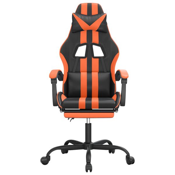 vidaXL Gaming-Stuhl mit Fu&szlig;st&uuml;tze Schwarz und Orange Kunstleder