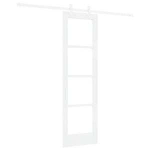 vidaXL Schiebet&uuml;r 61 x 198,5 cm Massivholz Kiefer und Glas Wei&szlig;