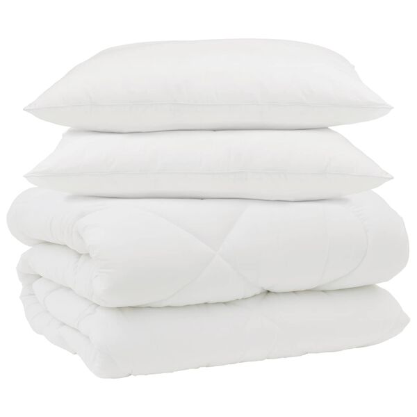 vidaXL Winterbettdecke mit Kissen 3 pcs Wei&szlig; Mikrofaser