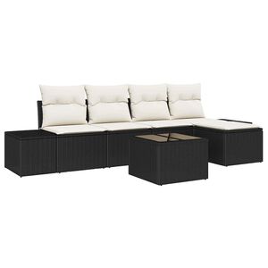 vidaXL Garten-Sofa-Set mit Kissen 5 pcs Braun und Creme Poly-Rattan