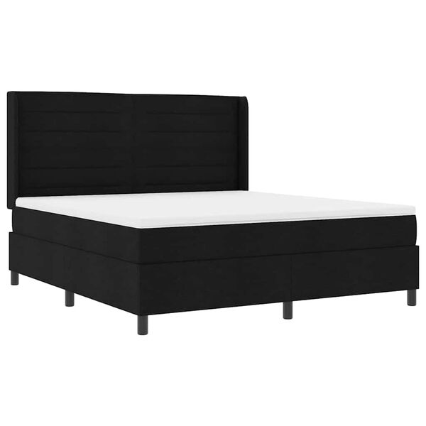 vidaXL Boxspringbett mit Matratze Schwarz 180 x 200 cm Stoff