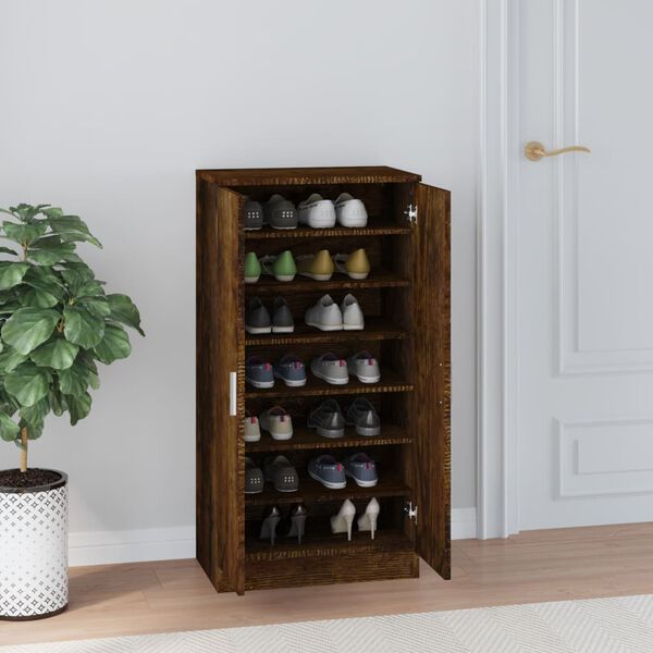 vidaXL Schuhschrank R&auml;uchereiche 55x35x108 cm Holzwerkstoff