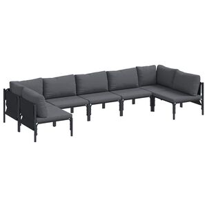 vidaXL Gartensofa-set mit Kissen 7 pcs Schwarz Stahl