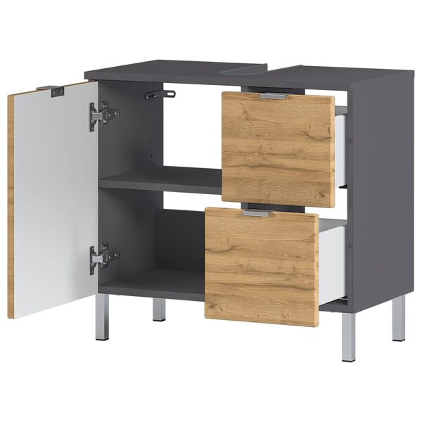 Germania Waschtischunterschrank GW-Mauresa 34x60x56 cm Graphit und Enkeleiche